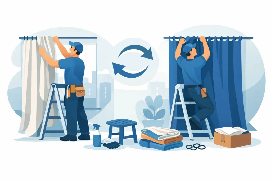Curtain Takedown and Rehang Service Explained