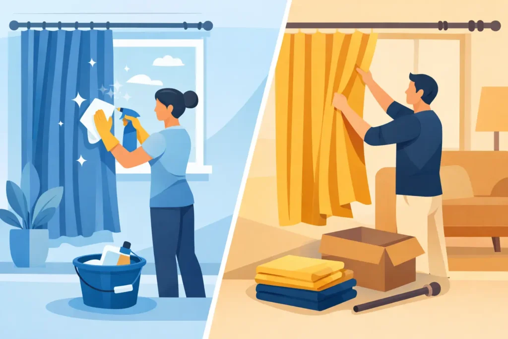 Curtain Cleaning Versus Replacement: Which Pays?